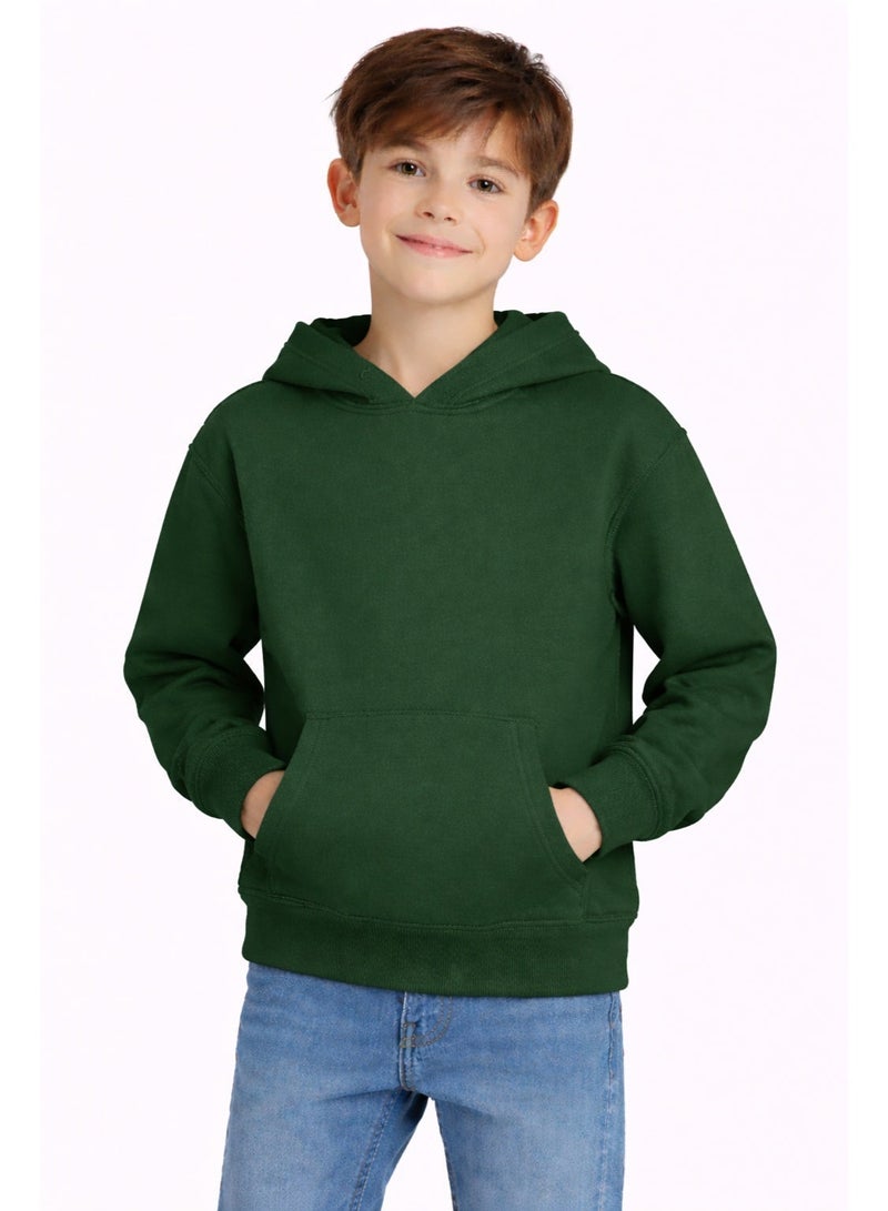 Premium Apparel Kids Forest Green Regular-Fit Hoodie – Unisex Pullover Sweatshirt for Boys & Girls, Casual Everyday Wear - Image 2
